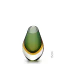 Drop Glass Vase Bicolor Green with Amber Murano Style Art Glass