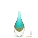 Drop Glass Vase Green with Gold  Murano Style Art Glass