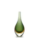 Drop Glass Vase Bicolor Green with Amber Murano Style Art Glass
