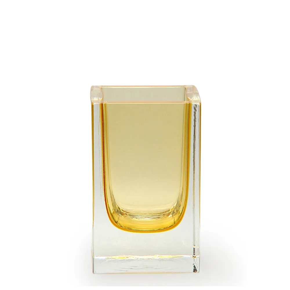 [17848] Pencil Holder Amber Murano Style Art Glass