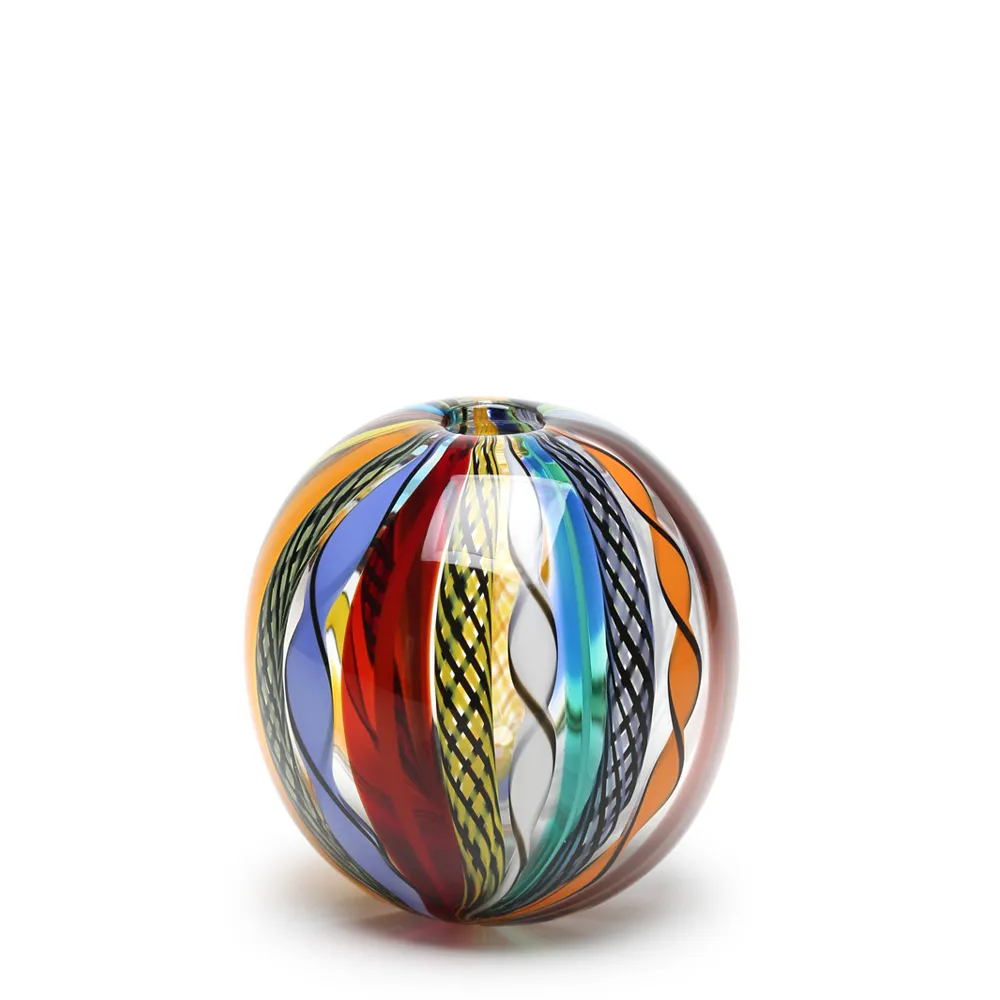 [18656] Ball Glass Vase Hippie Murano Style Art Glass