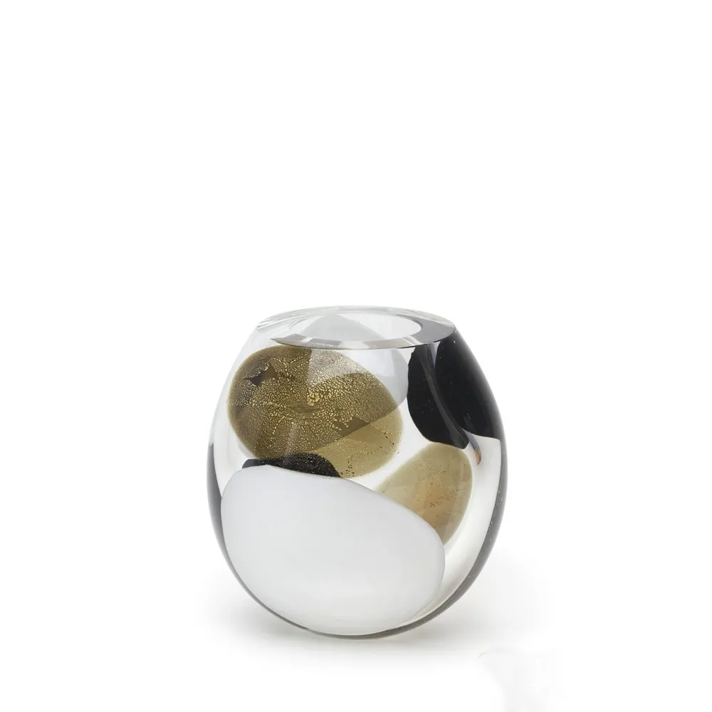 [18201] Glass Vase Colors Stains Model 2 White, Smoky ad Black with Gold Murano Style Art Glass