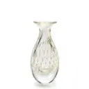 Glass Vase Bubble Effect Transparent with Gold. Murano Style Art Glass